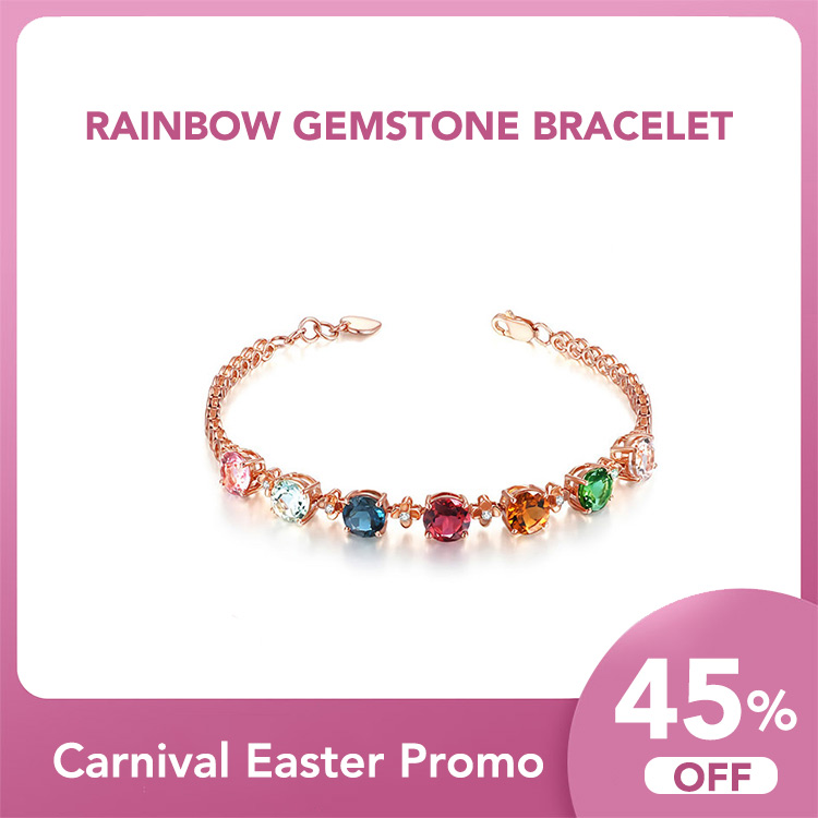 Rainbow Gemstone Plated 18k Rose Gold Bracelet-Buy 2pcs get 200pesos off
